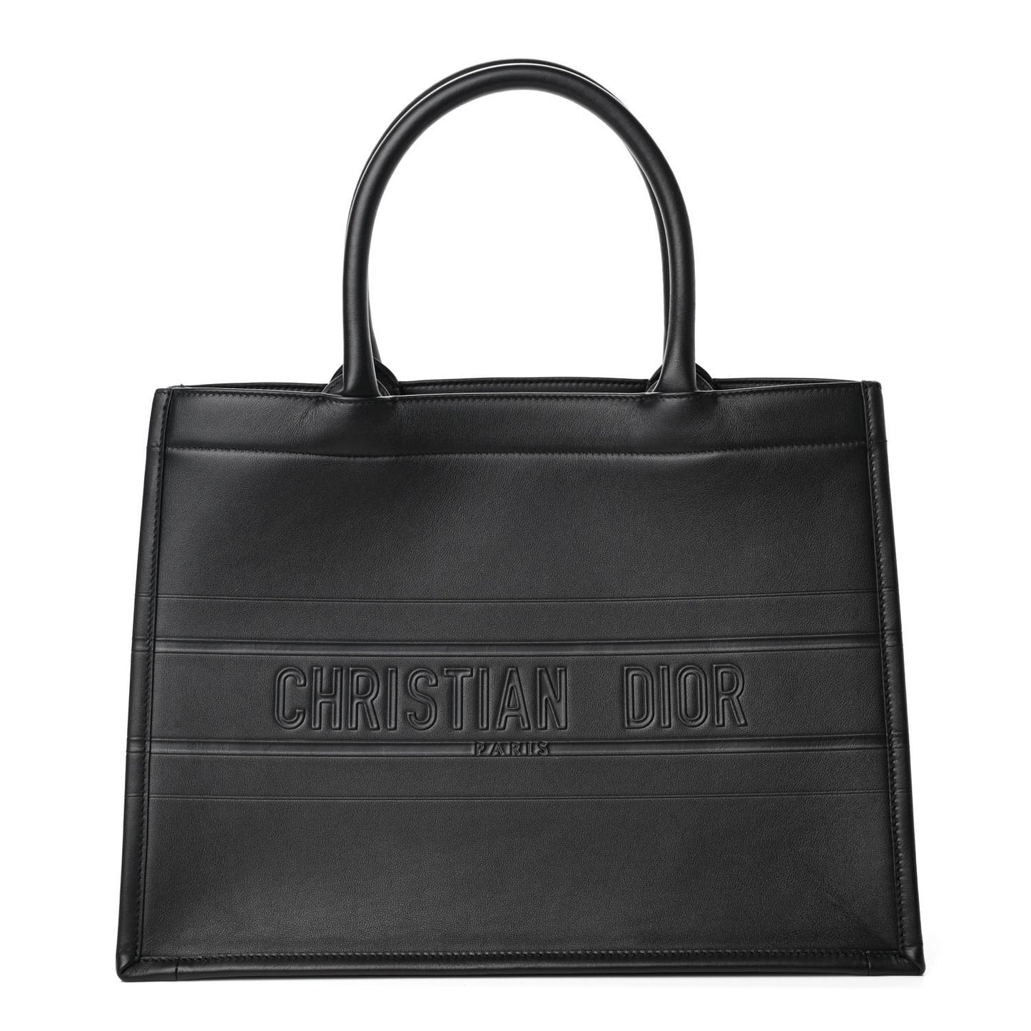 Calfskin Embossed Medium Book Tote Black