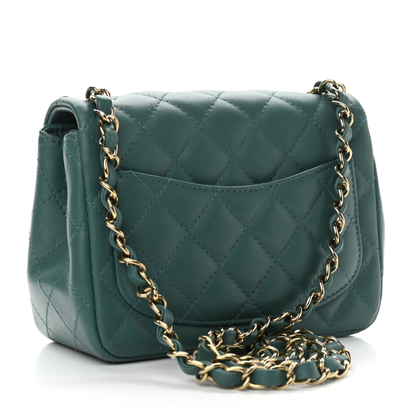 Lambskin Quilted Mini Square Flap Green