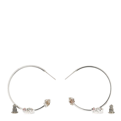 Christian Dior Crystal Flower Hoop Earrings Silver Pink 3 of 7