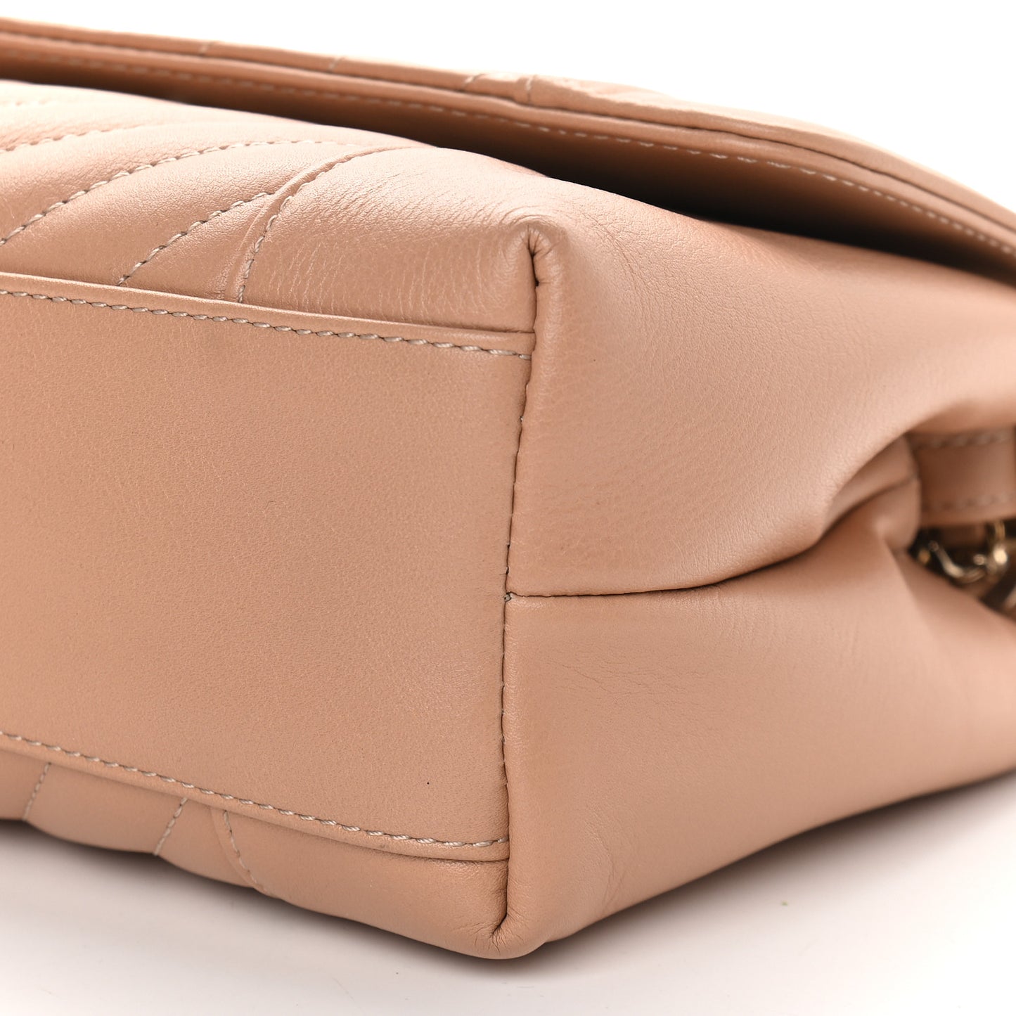 Calfskin Quilted Medium Daily Chevron Flap Beige