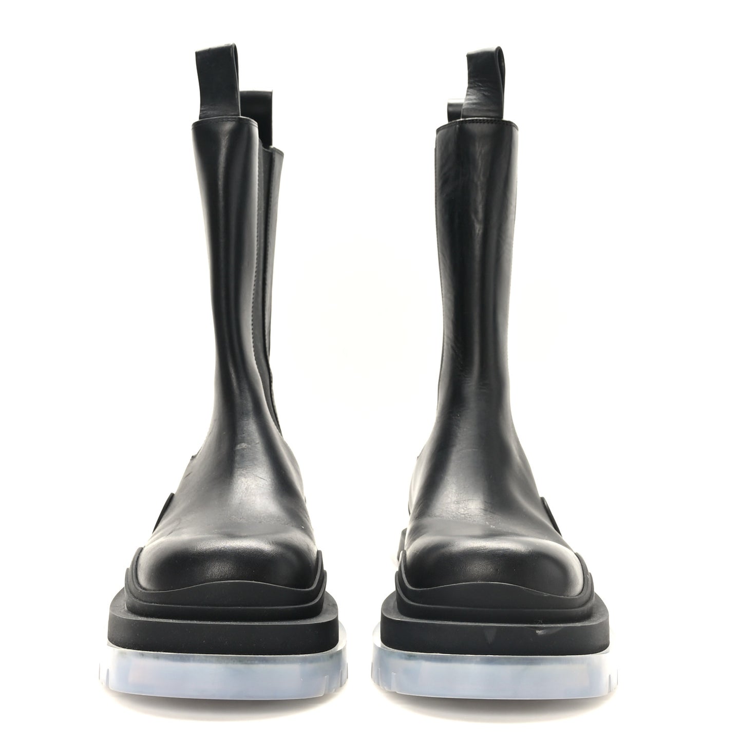 Calfskin The Tire Chelsea Boots 40 Black Transparent