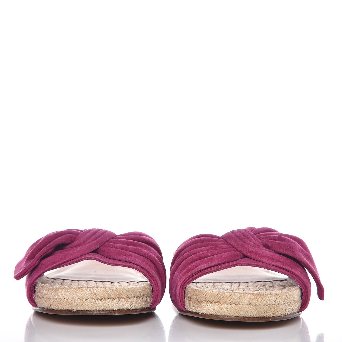 Suede Tropical Bow Espadrille Flat Slide Sandals 35.5 Deep Cyclamin
