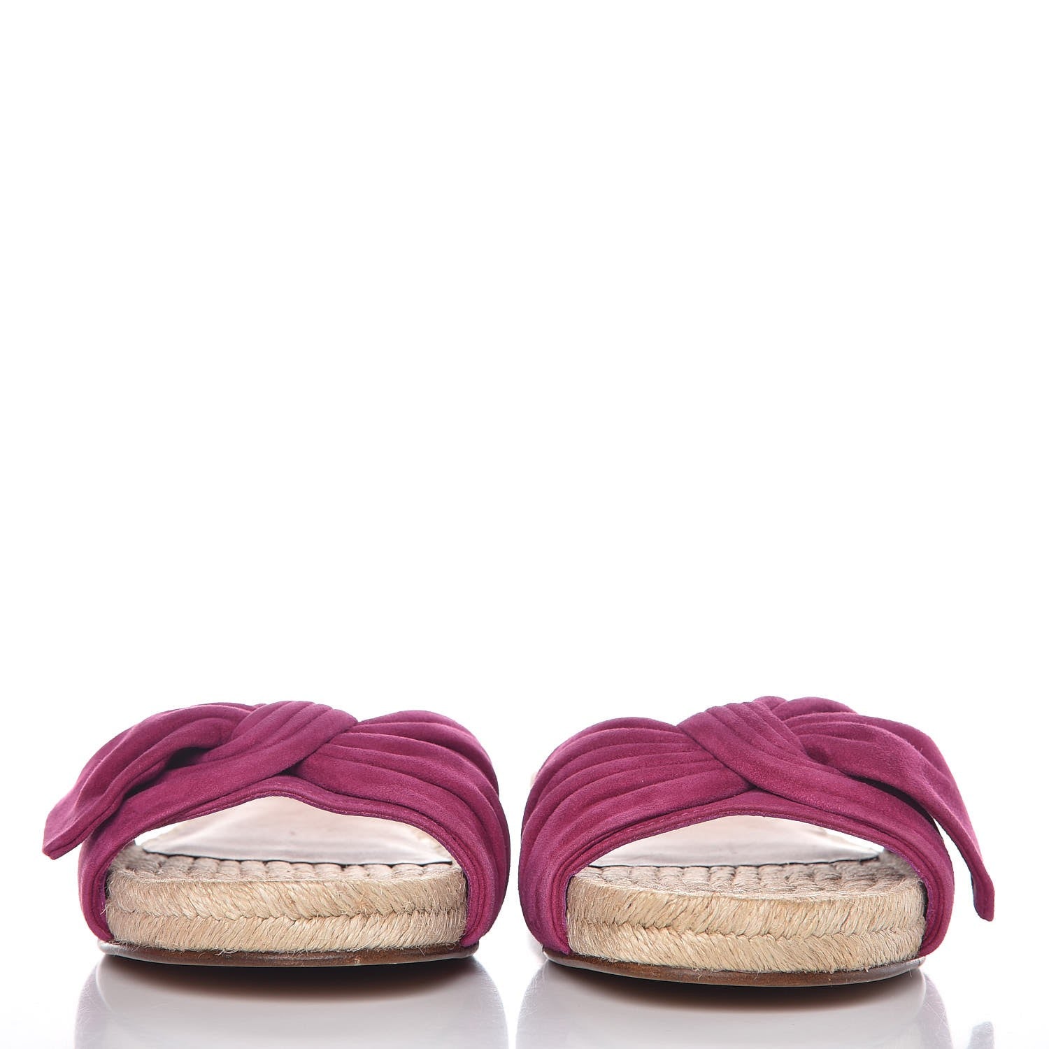 Valentino Garavani Suede Tropical Bow Espadrille Flat Slide Sandals 35.5 Deep Cyclamin 4 of 9