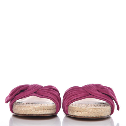 Valentino Garavani Suede Tropical Bow Espadrille Flat Slide Sandals 35.5 Deep Cyclamin 4 of 9