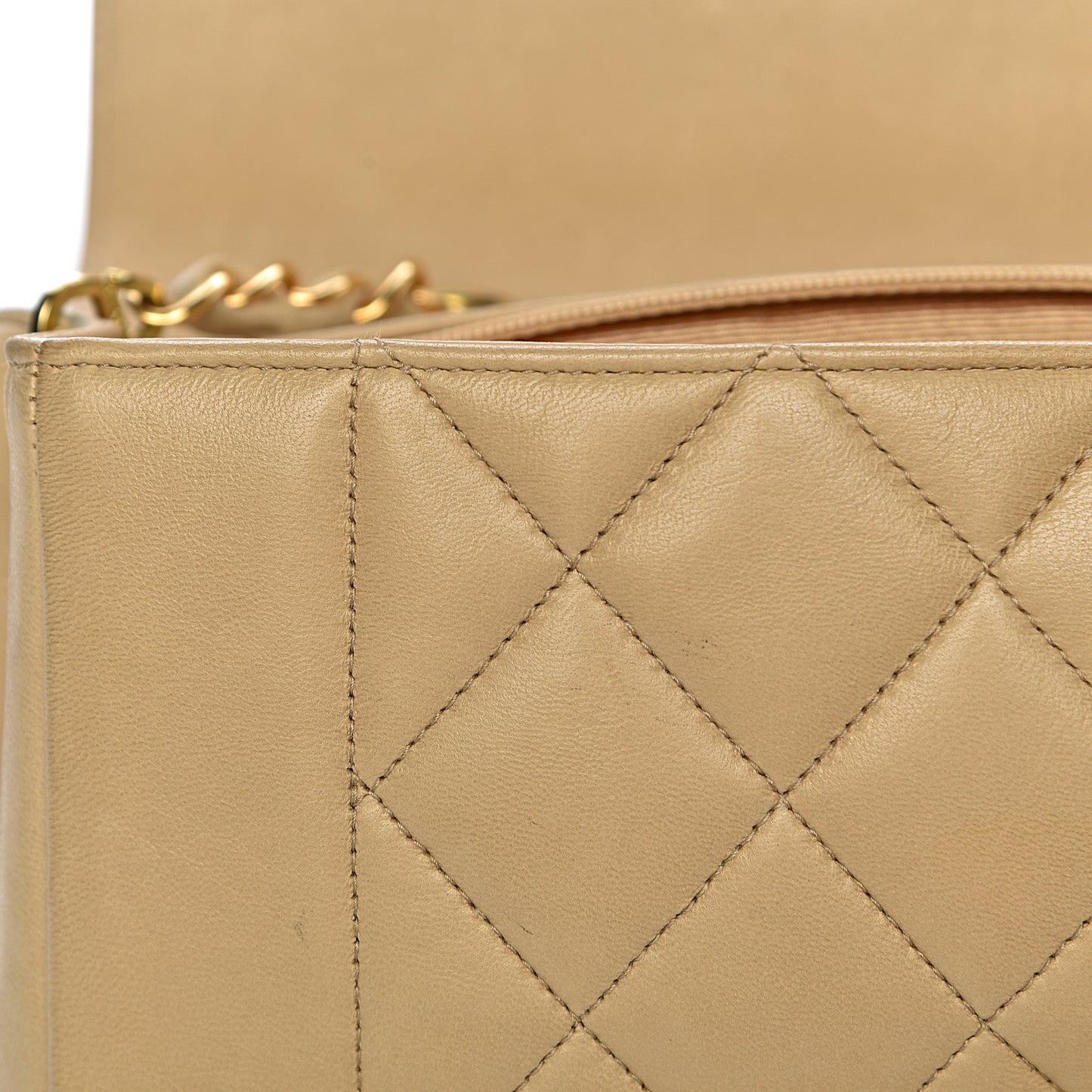 Lambskin Quilted Small Flap Beige