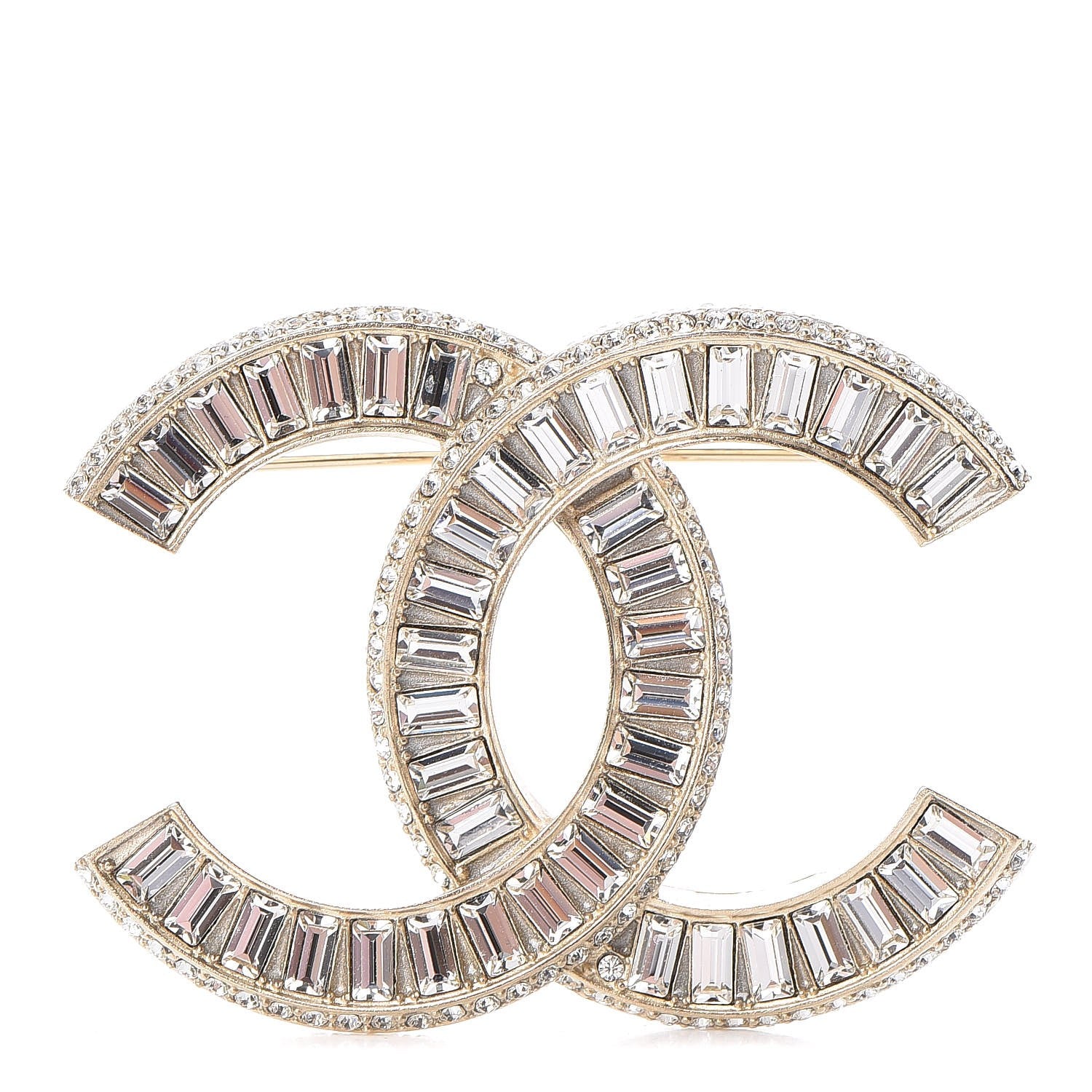 Chanel Baguette Crystal CC Brooch Gold 1 of 4