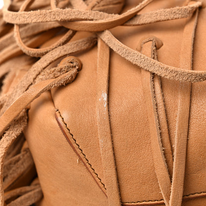 Saint Laurent Calfskin Fringe Monogram Mini Bourse Bucket Bag Tan 12 of 16