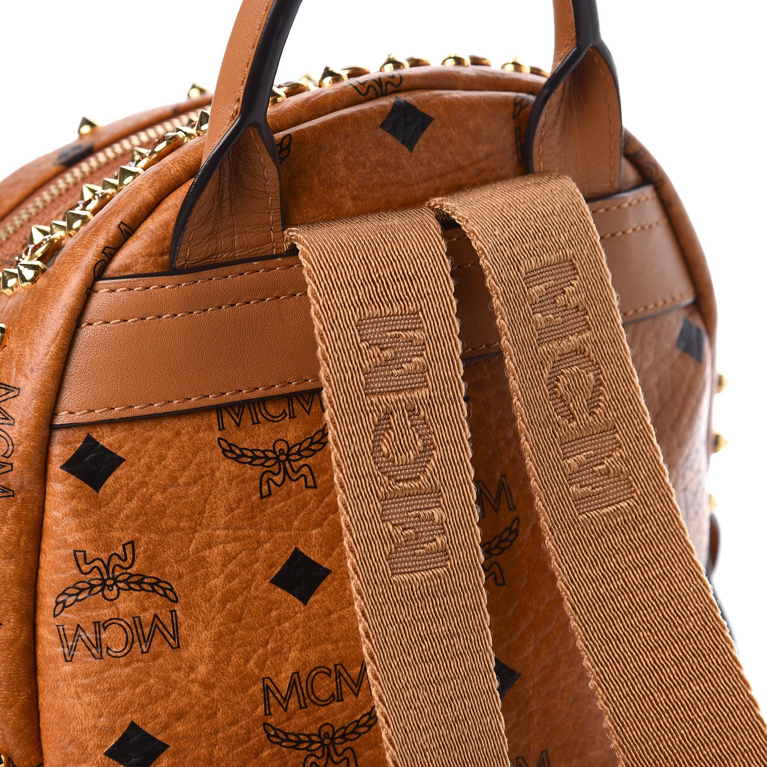 MCM Visetos Swarovski Mini Stark Diamond Backpack Cognac 10 of 10
