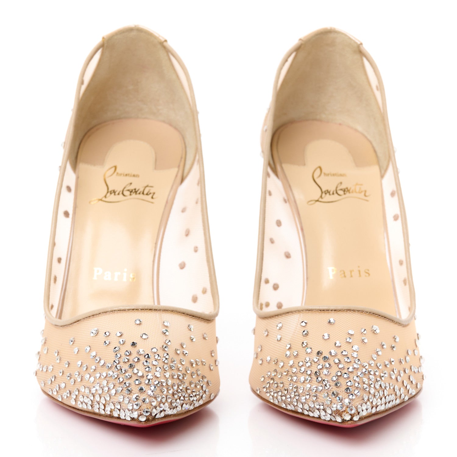 Christian Louboutin Suede Lame Crystal Strass Follies 100 Pumps  39 Light Silk 2 of 9