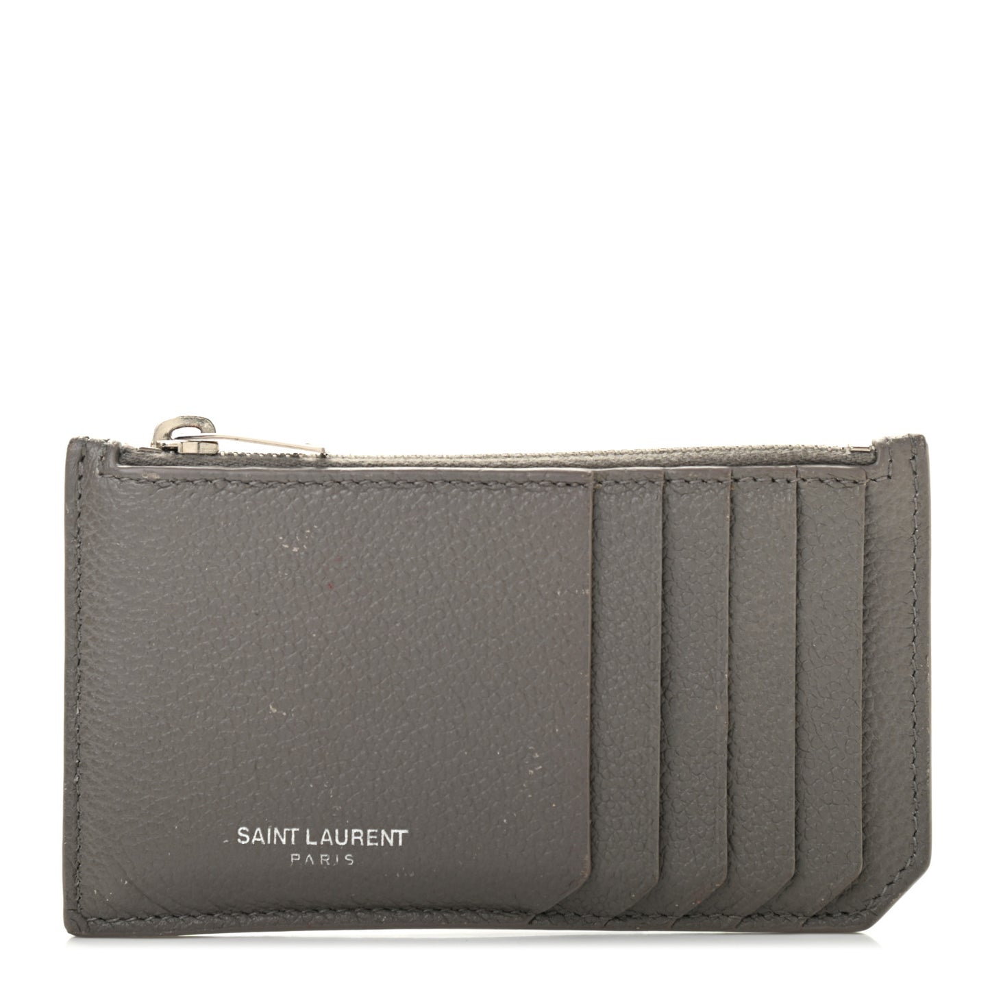 Grained Calfskin 5 Fragments Zip Pouch Card Holder Earth