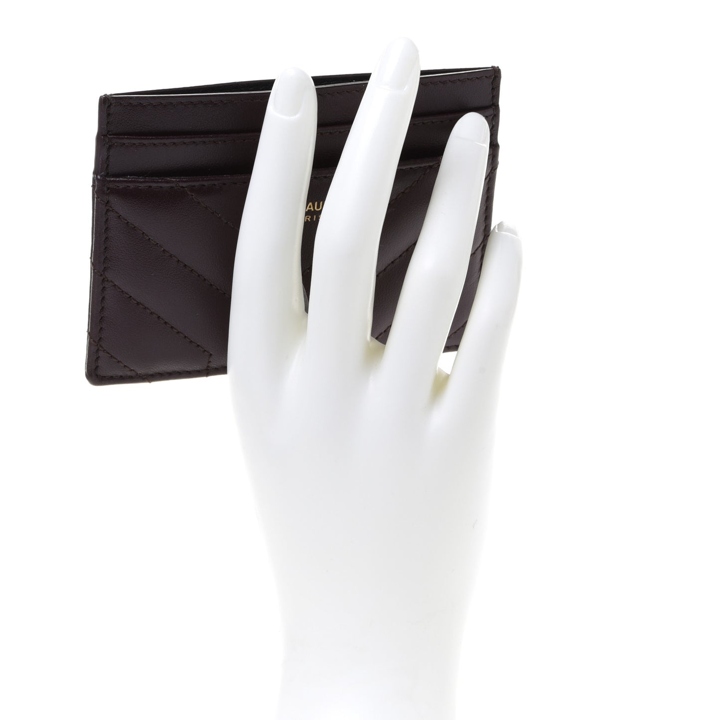 Calfskin Y Quilted Joan Credit Card Case Umber