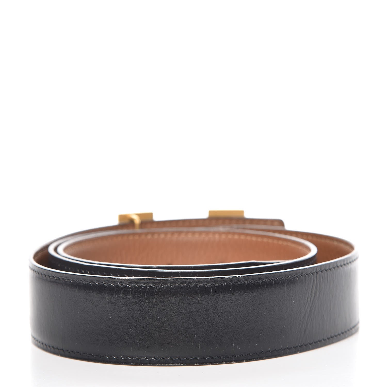 Hermes Box Togo 32mm H Belt 90 Black Gold 3 of 11