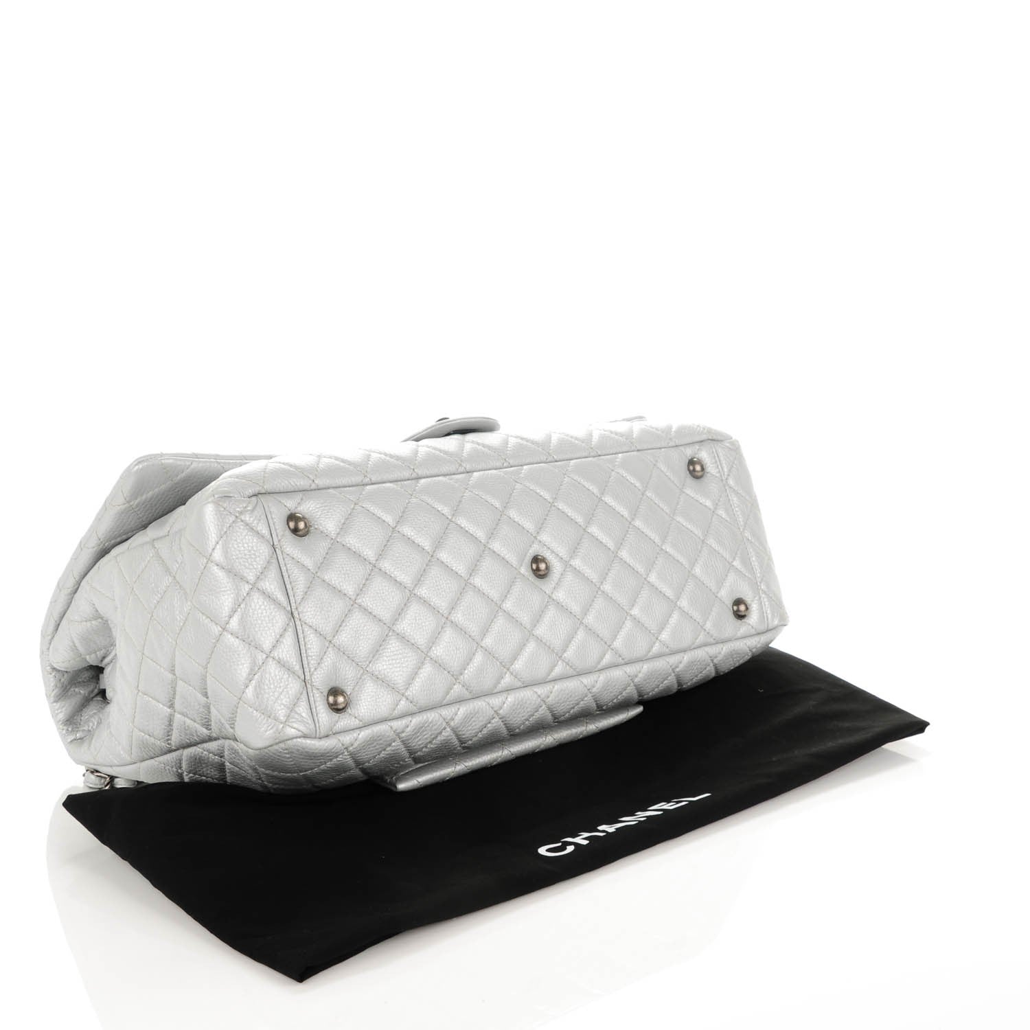 Chanel Calfskin Quilted XXL Travel Flap Bag Silver 4 of 7