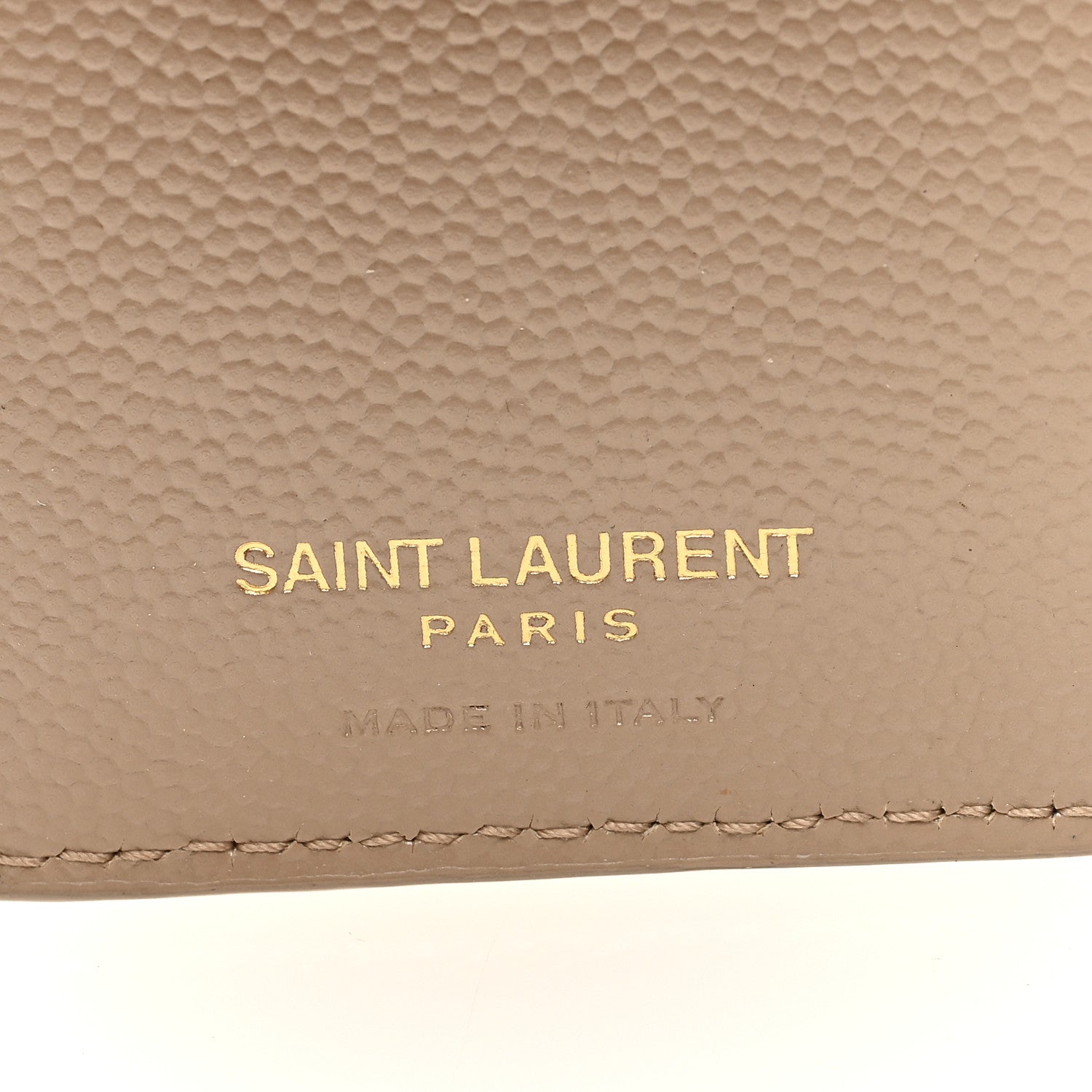 Saint Laurent Grain De Poudre Matelasse Chevron Monogram Zipped Two-Part Wallet Dark Beige 6 of 8