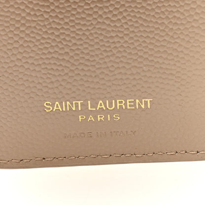 Saint Laurent Grain De Poudre Matelasse Chevron Monogram Zipped Two-Part Wallet Dark Beige 6 of 8
