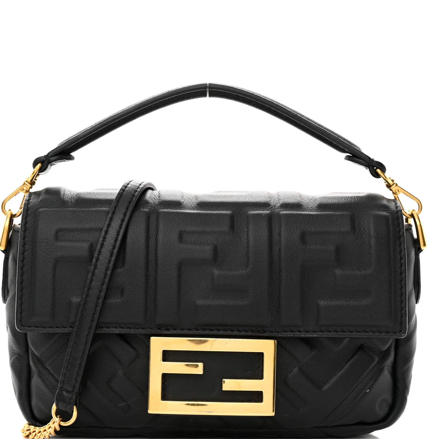 Fendi Nappa FF 1974 Embossed Mini Baguette Black 8 of 10