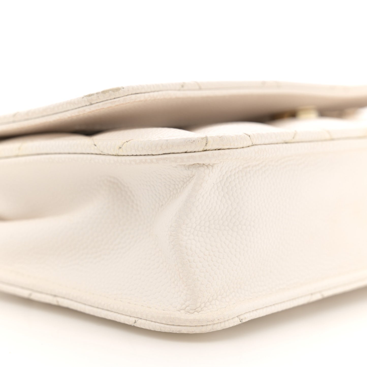 Caviar Quilted Wallet On Chain WOC White