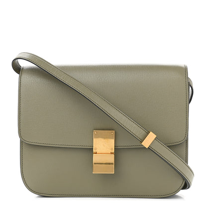 Celine Goatskin Classic Box Medium Flap Bag Army Green 1 of 15