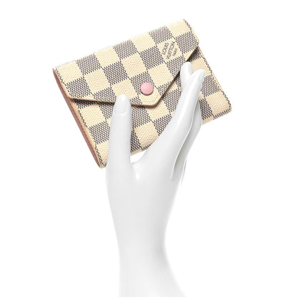 Louis Vuitton Damier Azur Victorine Wallet Rose Ballerine 2 of 8
