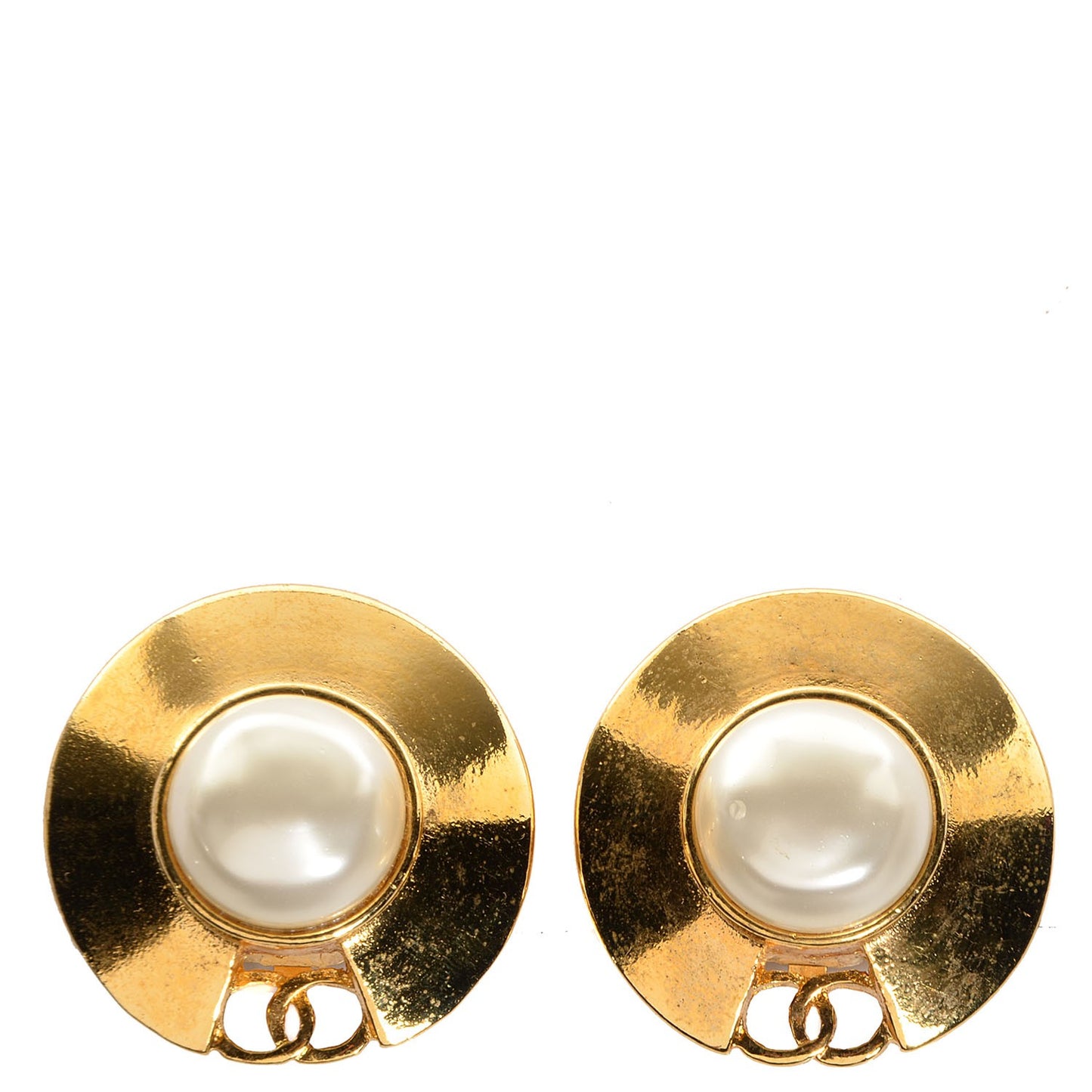 Pearl CC Clip On Earrings Gold