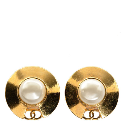Chanel Pearl CC Clip On Earrings Gold 1 of 4