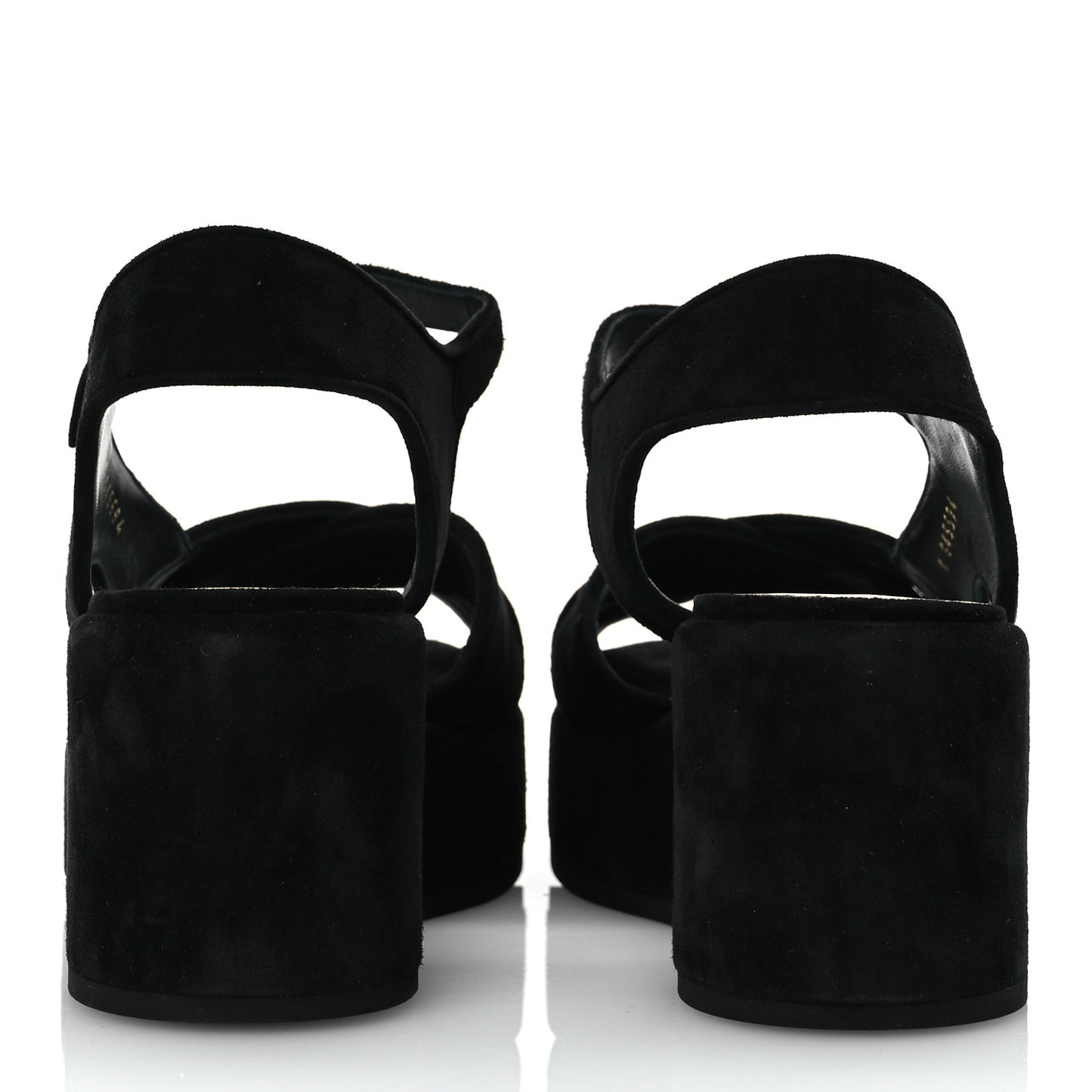Suede Calfskin Peep Toe Wedge Sandals 40.5 Black