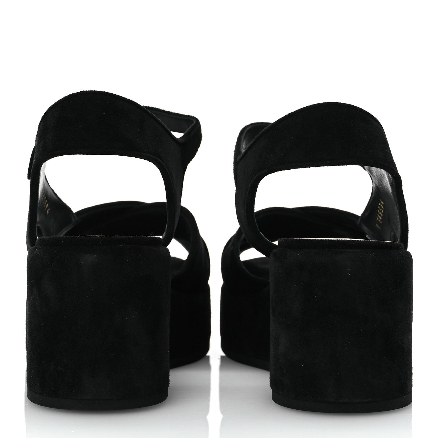 Chanel Suede Calfskin Peep Toe Wedge Sandals 40.5 Black 6 of 14