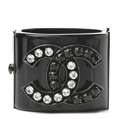 Chanel Resin Ruthenium Crystal CC Cuff Black 1 of 7