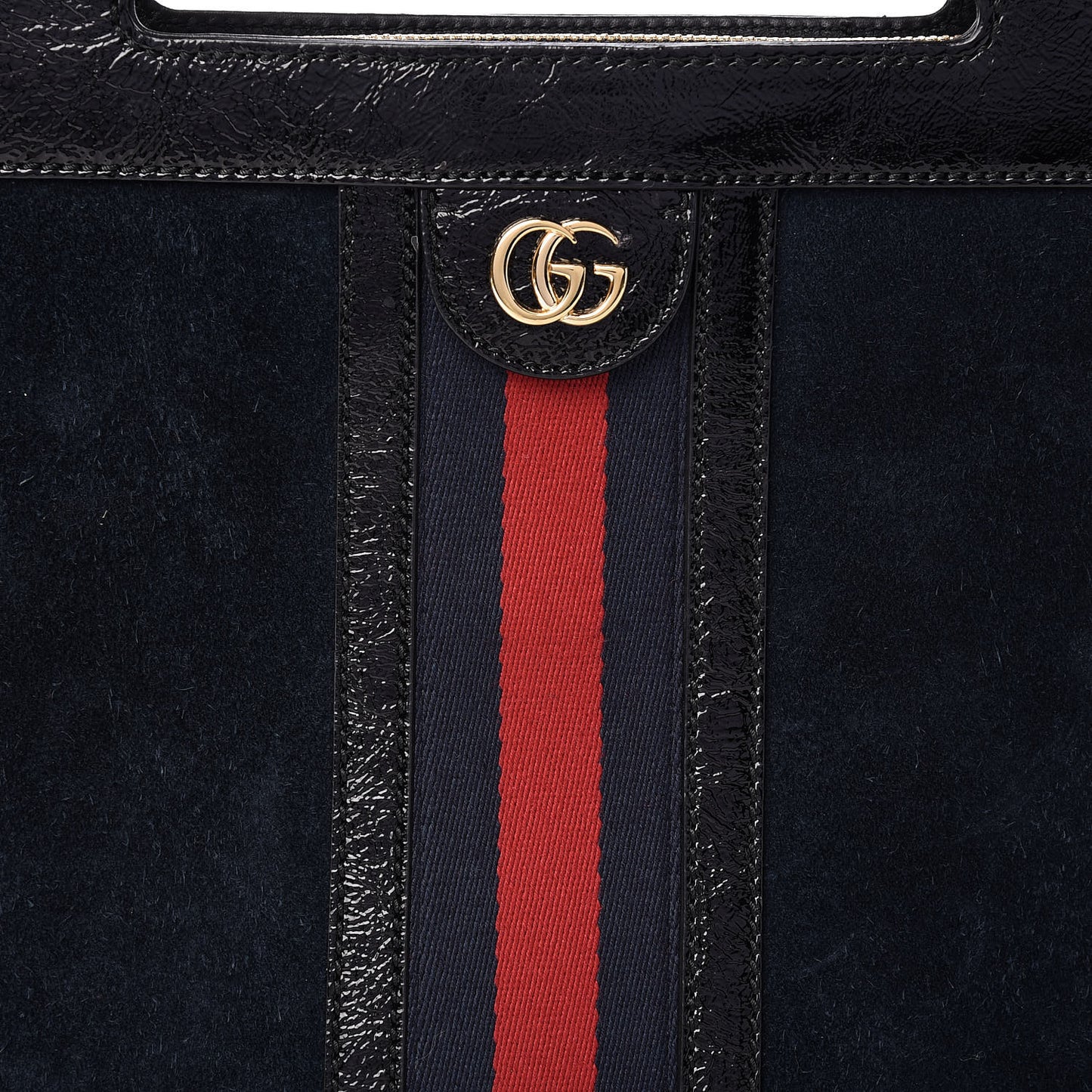 Suede Patent GG Web Medium Ophidia Top Handle Chain Blue Black