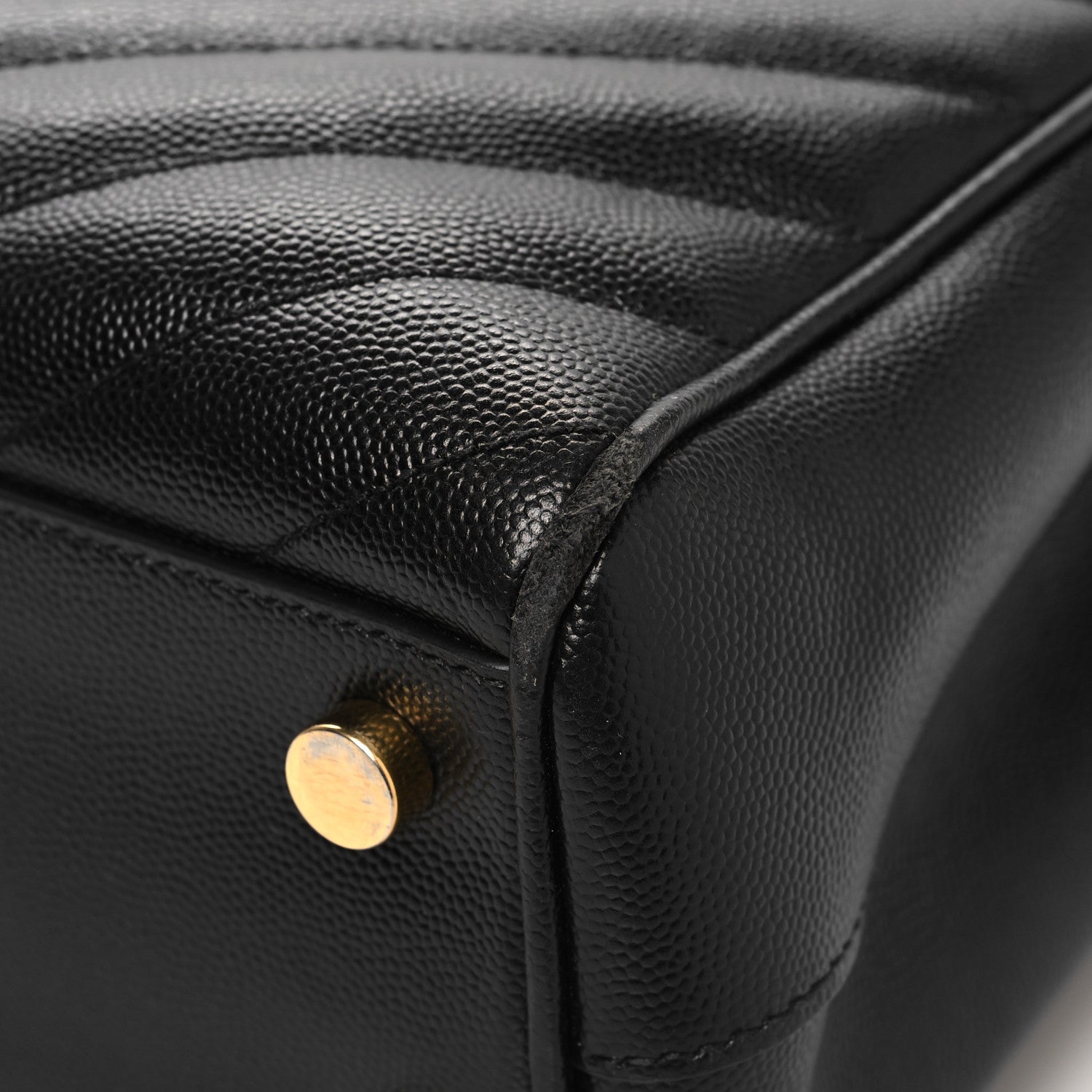 Saint Laurent Grain De Poudre Matelasse Chevron Monogram Shopping Bag Black 11 of 15