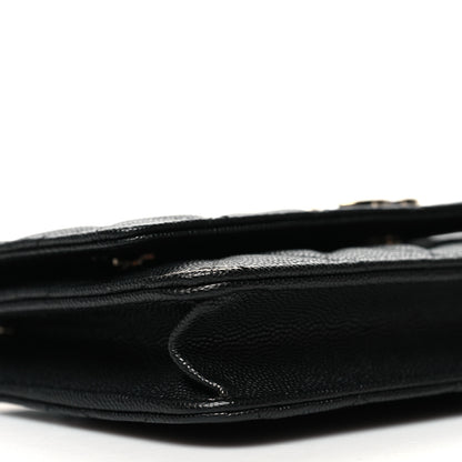 Chanel Caviar Quilted Striated CC Wallet On Chain WOC Black 10 of 11