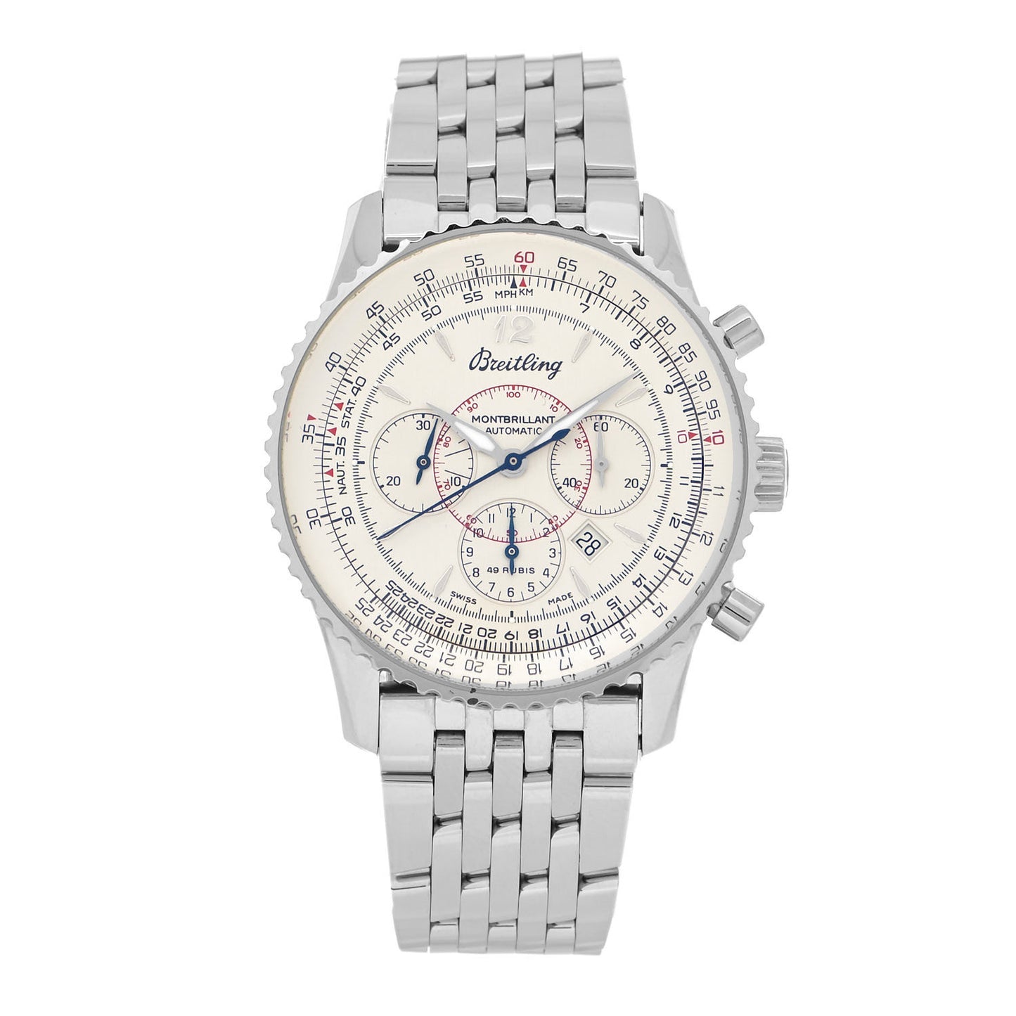 Stainless Steel 38mm Navitimer Montbrillant Chronograph Automatic Watch A41330