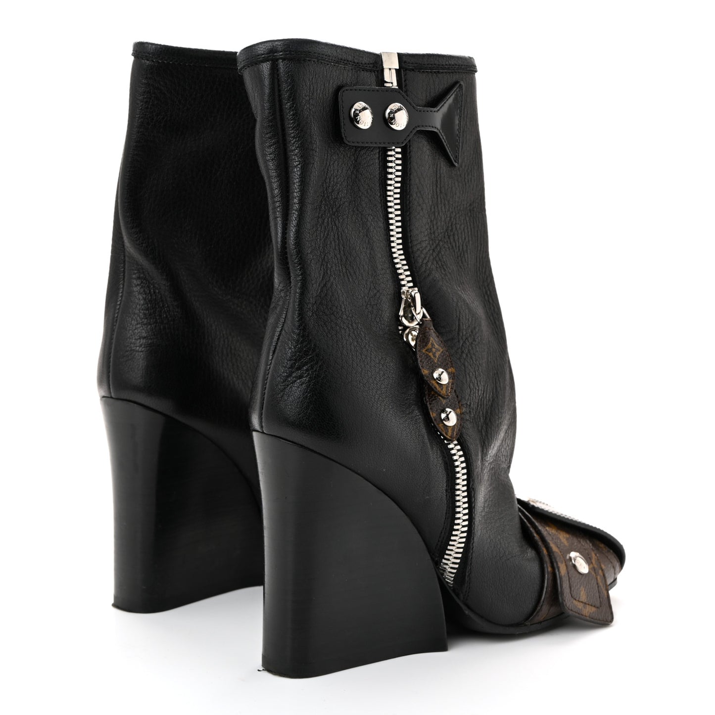 Calfskin Monogram Patti Wedge Half Boots 37 Black