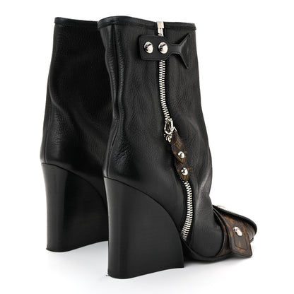 Louis Vuitton Calfskin Monogram Patti Wedge Half Boots 37 Black 6 of 18