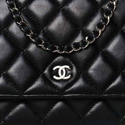 Chanel Lambskin Quilted Wallet On Chain WOC Black 10 of 15