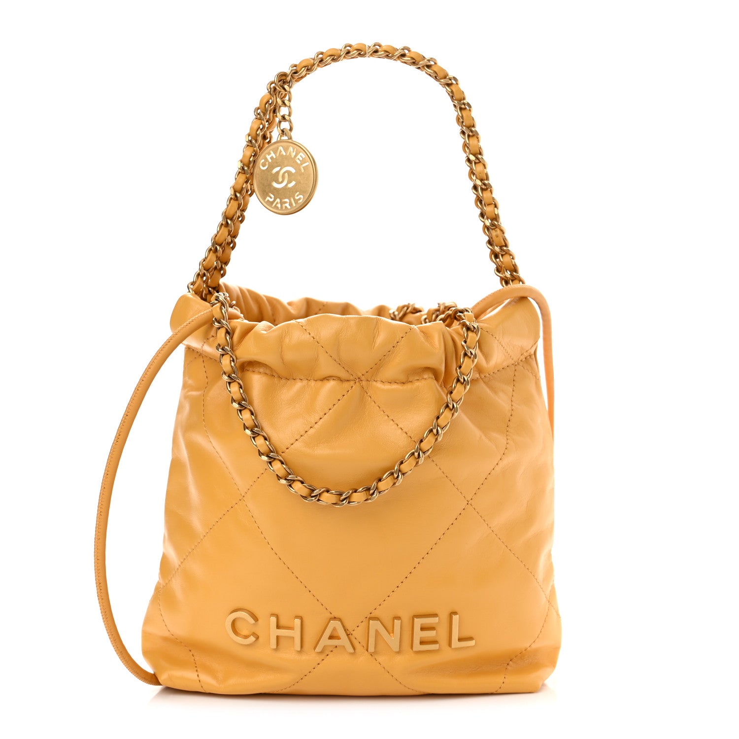 Chanel Shiny Calfskin Quilted Mini Chanel 22 Yellow 1 of 10