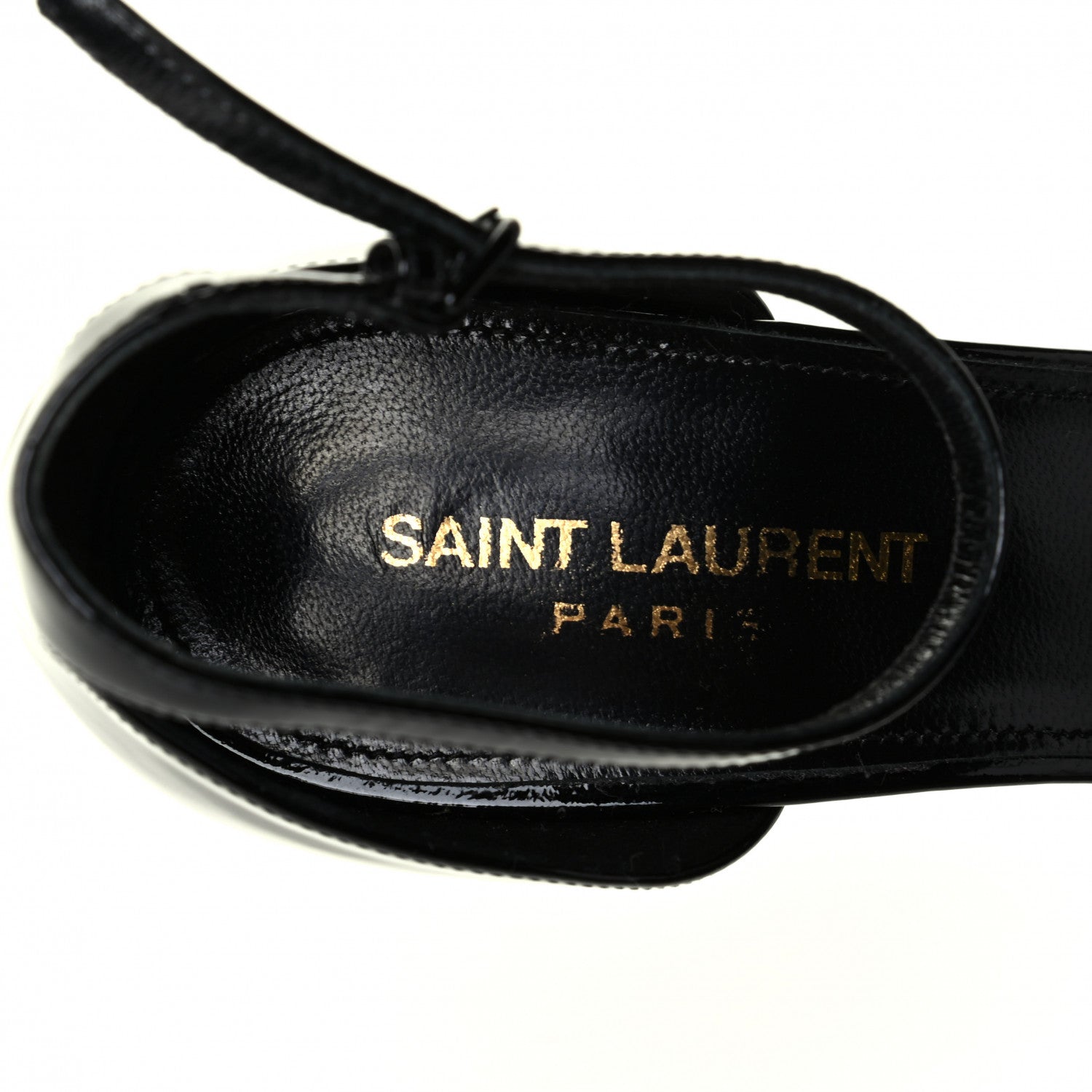 Saint Laurent Patent Calfskin Opyum Sandals 38.5 Black 6 of 7