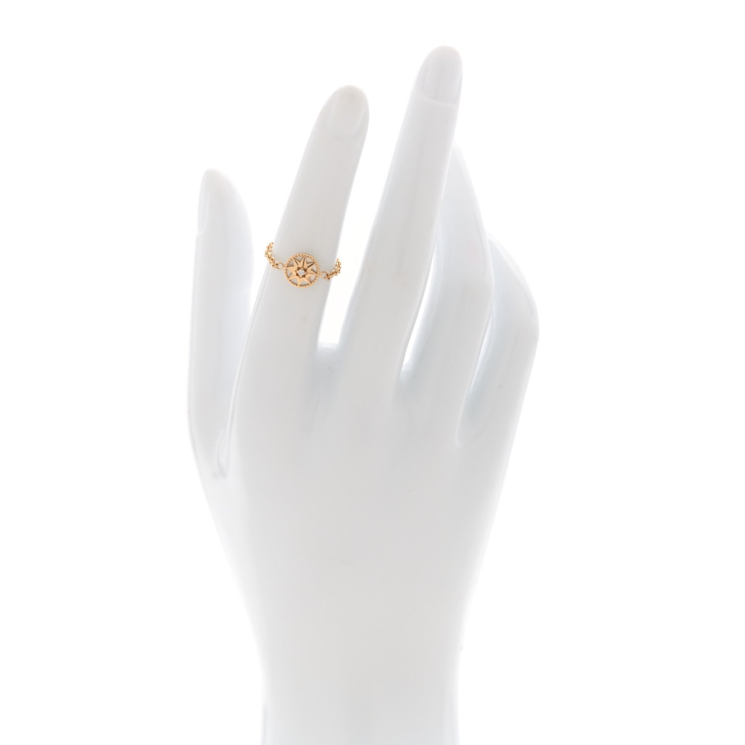 Christian Dior 18K Yellow Gold Diamond Mother of Pearl Rose Des Vents Ring 50 5.25 2 of 5