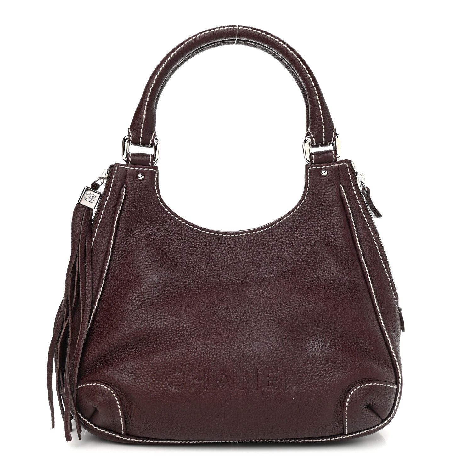 Chanel Grained Calfskin Tassel Hobo Dark Bordeaux 1 of 12