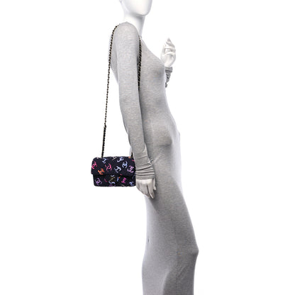 Chanel Jersey Quilted Mini Rectangular Flap Navy Blue Multicolor 2 of 12