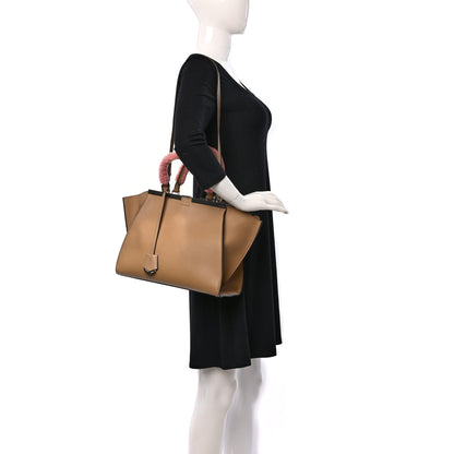Fendi Calfskin Shearling Petite 3Jours Tote Tan 2 of 9