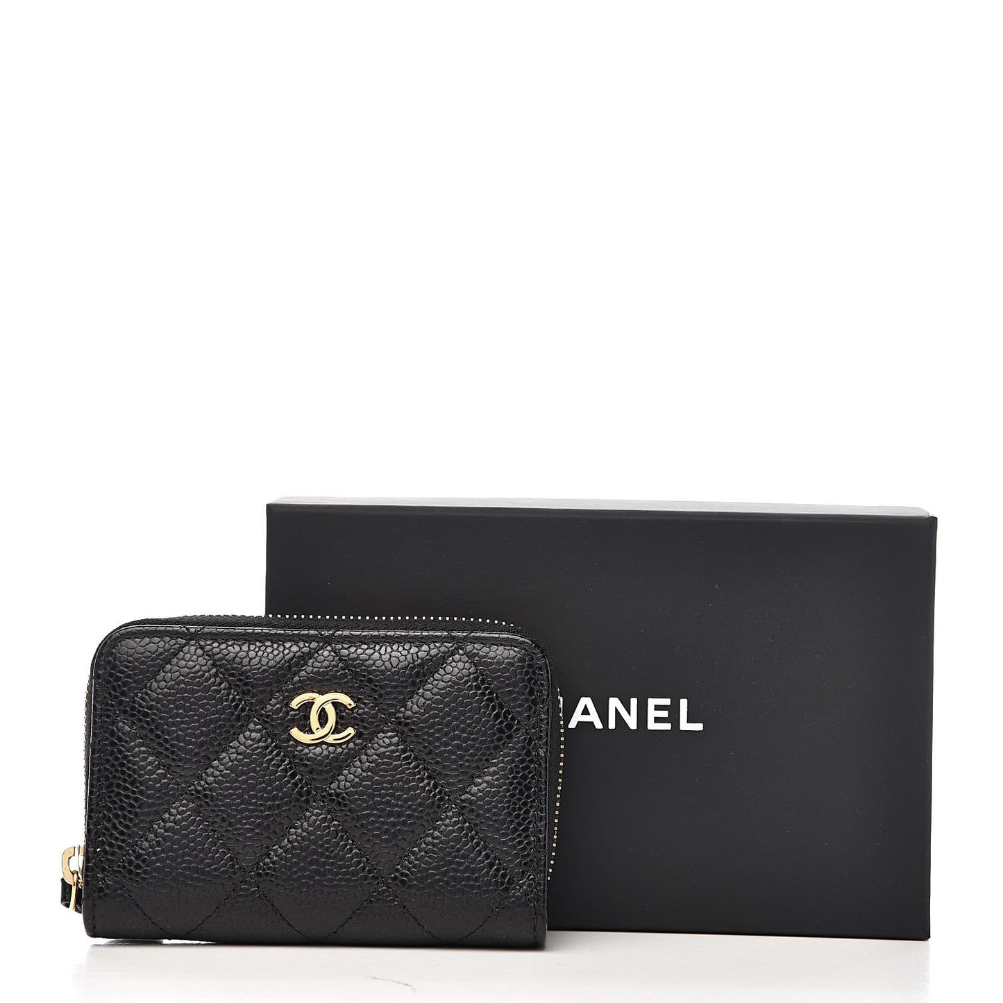 Caviar Quilted Zip Coin Purse Black
