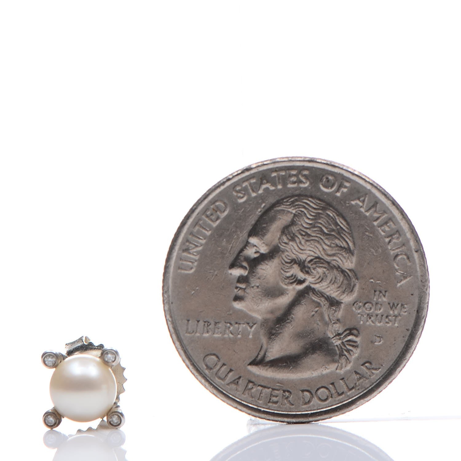 David Yurman Sterling Silver Diamond Pearl 7mm Earrings 2 of 8