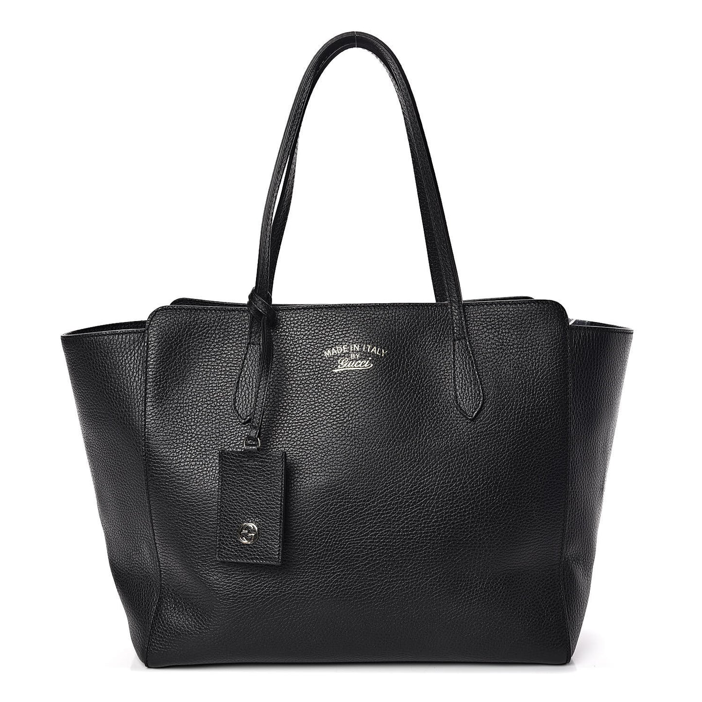 Pebbled Calfskin Medium Swing Tote Black