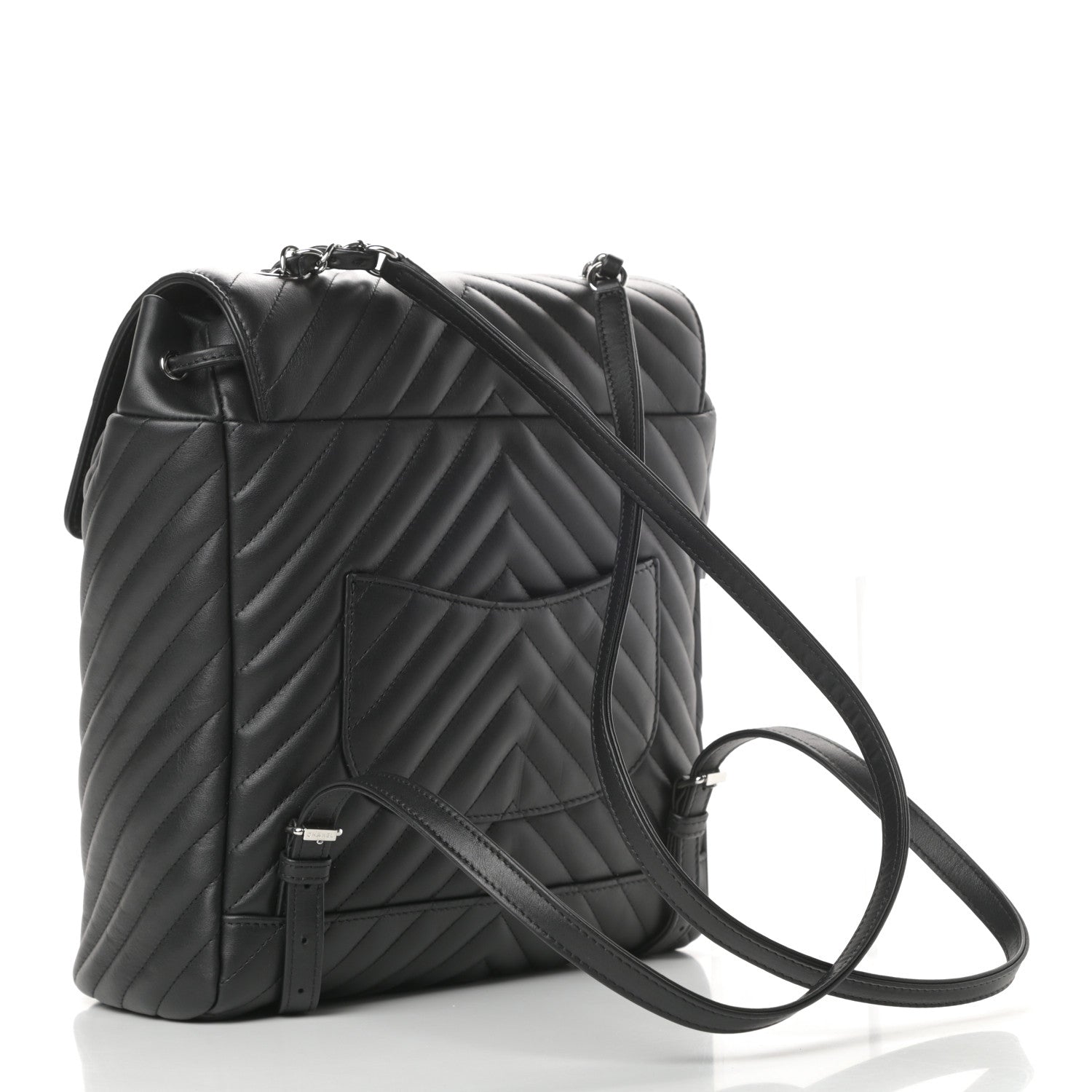 Chanel Calfskin Chevron Quilted Large Urban Spirit Backpack Black 3 of 16