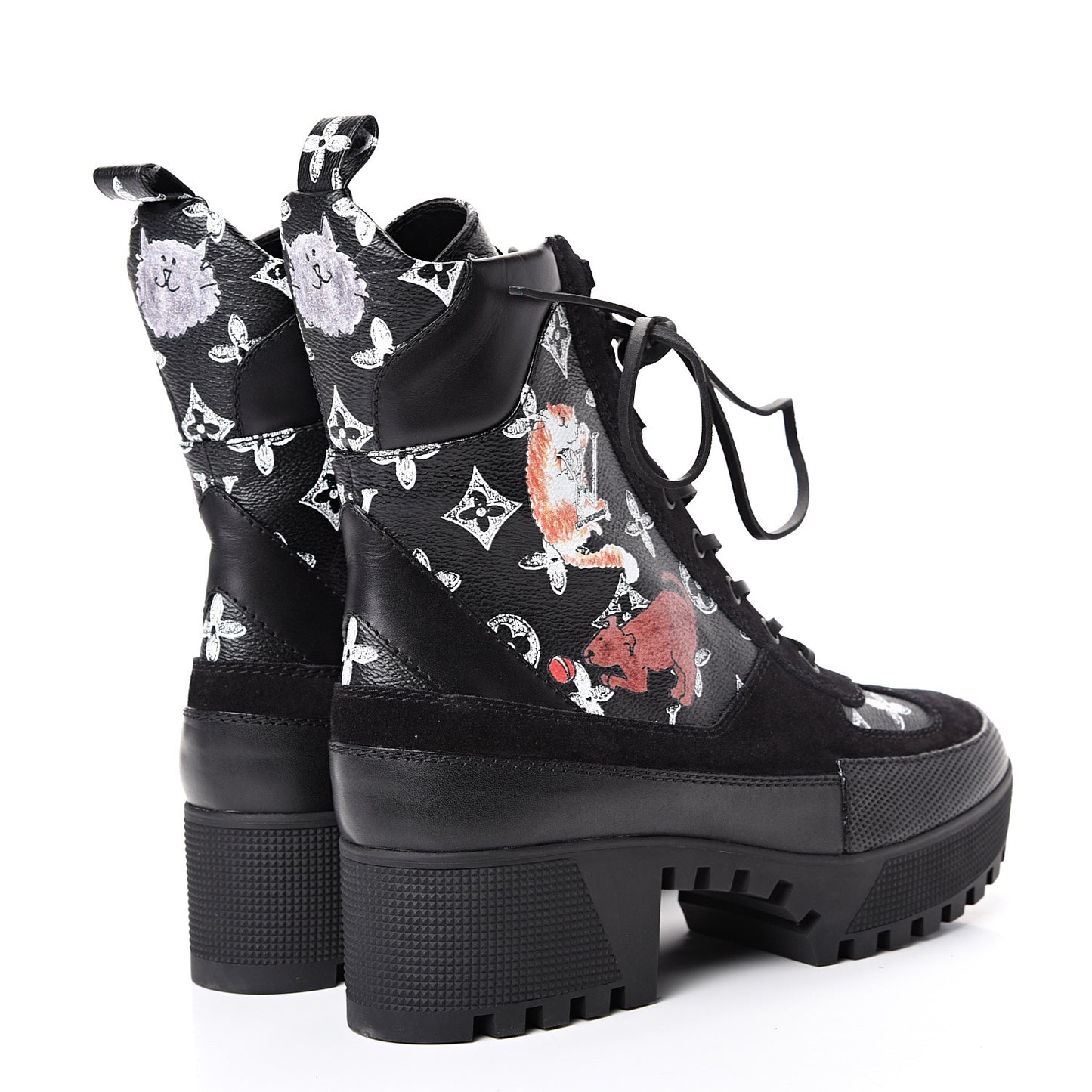 Suede Calfskin Catogram Laureate Platform Desert Boots 40 Black