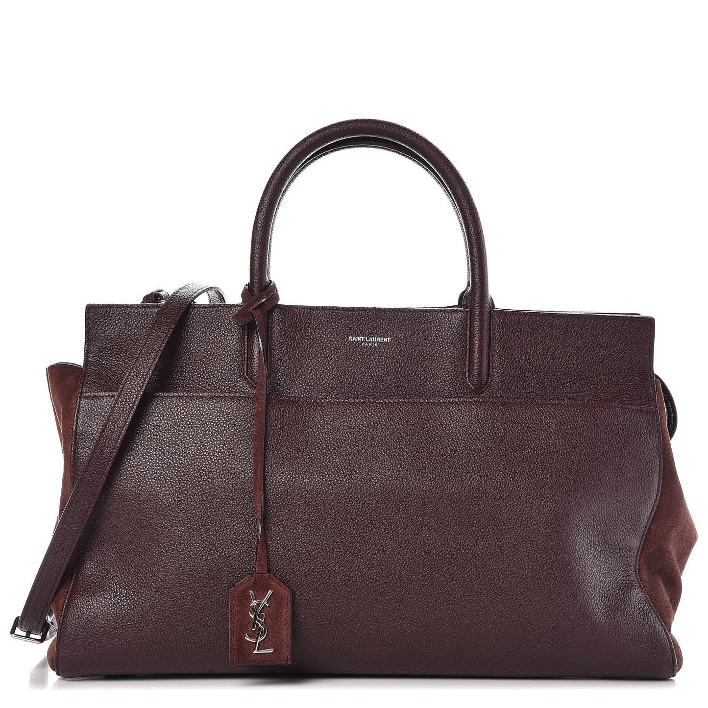 Grained Calfskin Suede Medium Cabas Rive Gauche Amaranto
