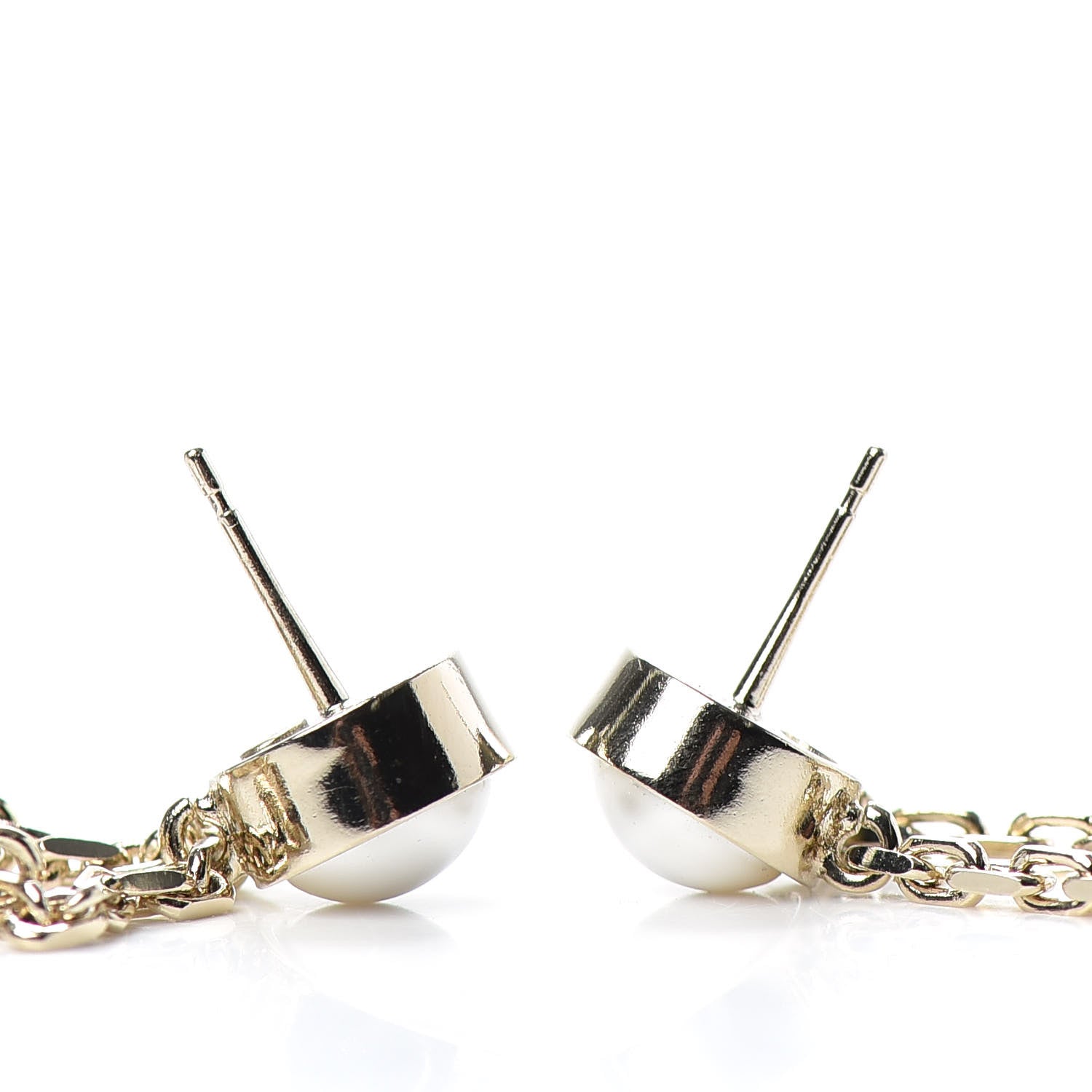 Chanel Crystal Pearl CC Drop Earrings Gold 3 of 4