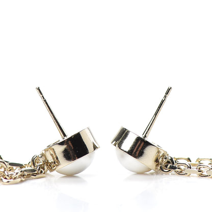 Chanel Crystal Pearl CC Drop Earrings Gold 3 of 4