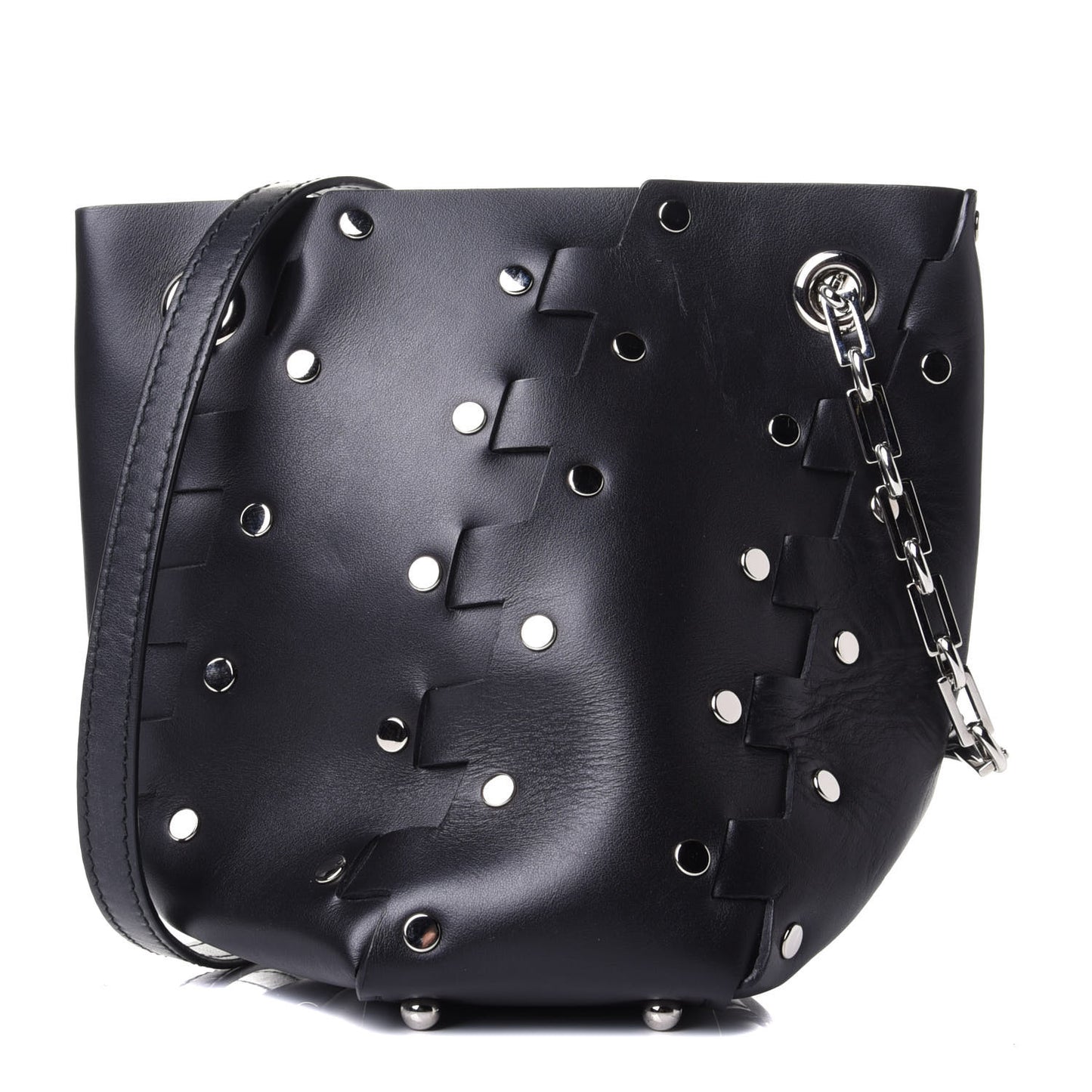 Calfskin Mini Hex Bucket Black